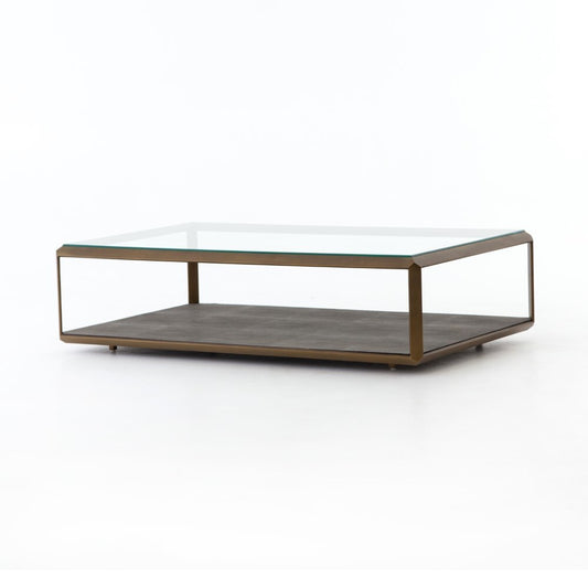 Four Hands - Shagreen Shadow Box Coffee Table - Brass - VBEN-016A veiw 1