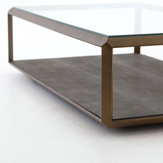 Four Hands - Shagreen Shadow Box Coffee Table - Brass - VBEN-016A veiw 2