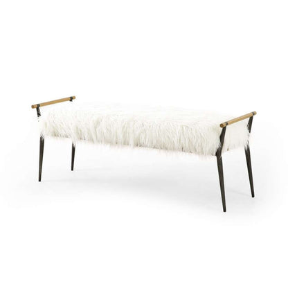 Four Hands - Charlotte Bench - Mongolian Cream Fur - 108543-003 veiw 1