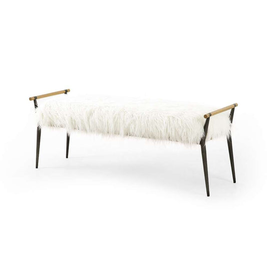 Four Hands - Charlotte Bench - Mongolian Cream Fur - 108543-003 veiw 1