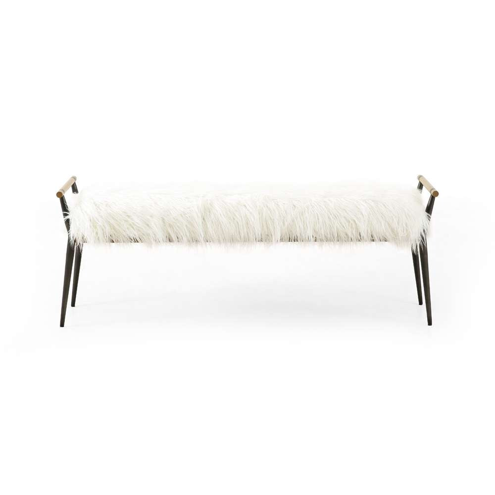 Four Hands - Charlotte Bench - Mongolian Cream Fur - 108543-003 veiw 5