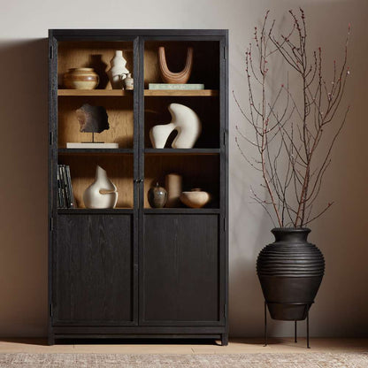 Four Hands - Irondale - Millie Panel & Glss Door Cabinet-Mtt Blk - 235949-001 veiw 2