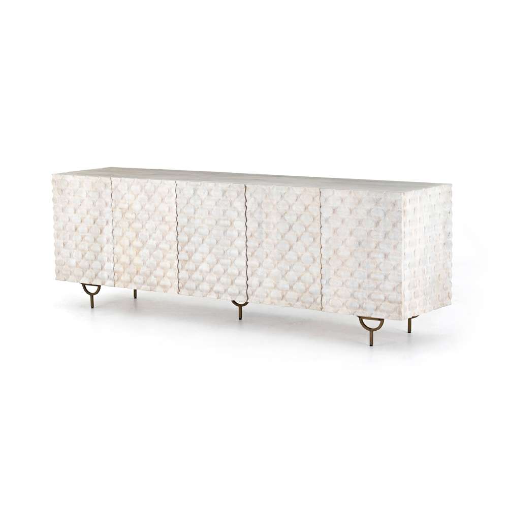 Four Hands - Rio Media Console - Round Cut White Wash - 106421-005 veiw 1