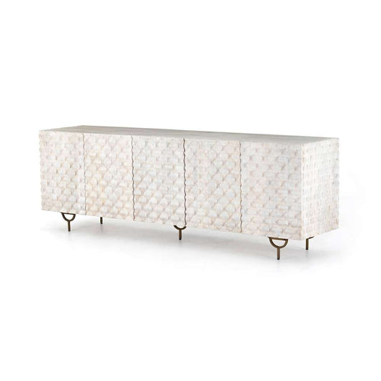 Four Hands - Rio Media Console - Round Cut White Wash - 106421-005 veiw 1