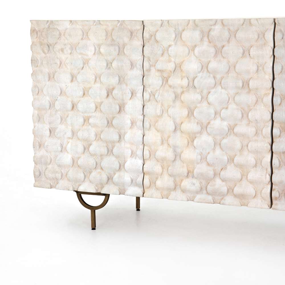 Four Hands - Rio Media Console - Round Cut White Wash - 106421-005 veiw 3