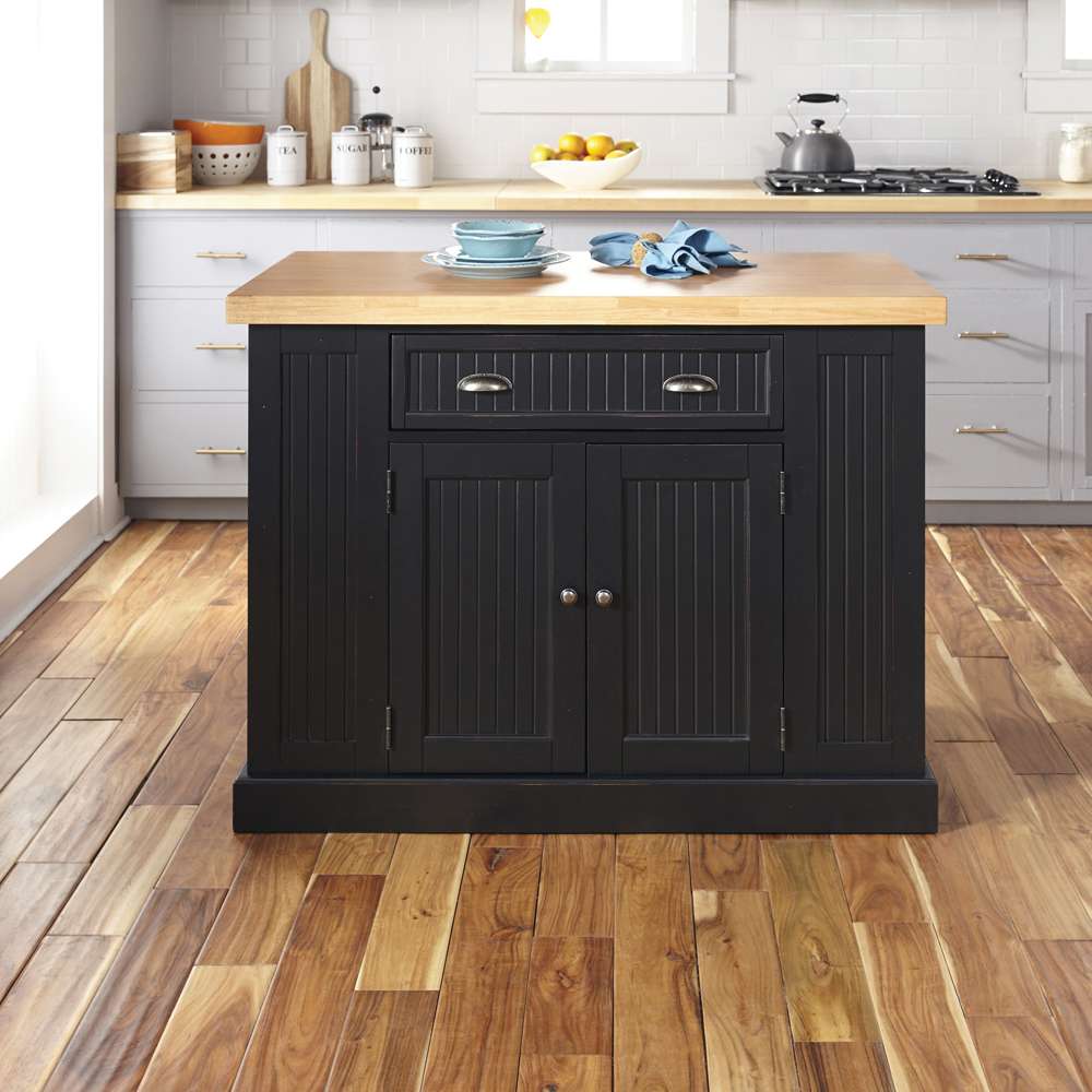 Homestyles - Nantucket Black Kitchen Island with maple-finished solid wood top - 5033-94N veiw 2
