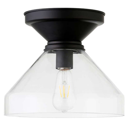 Hudson & Canal - Abbott 12in Wide Flush Mount with Glass Shade in Blackened Bronze/Clear - SF0879 veiw 1