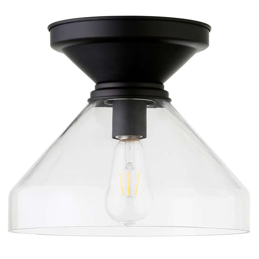 Hudson & Canal - Abbott 12in Wide Flush Mount with Glass Shade in Blackened Bronze/Clear - SF0879 veiw 1