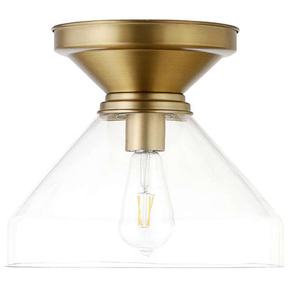 Hudson & Canal - Abbott 12in Wide Flush Mount with Glass Shade in Brushed Brass/Clear - SF0880 veiw 1