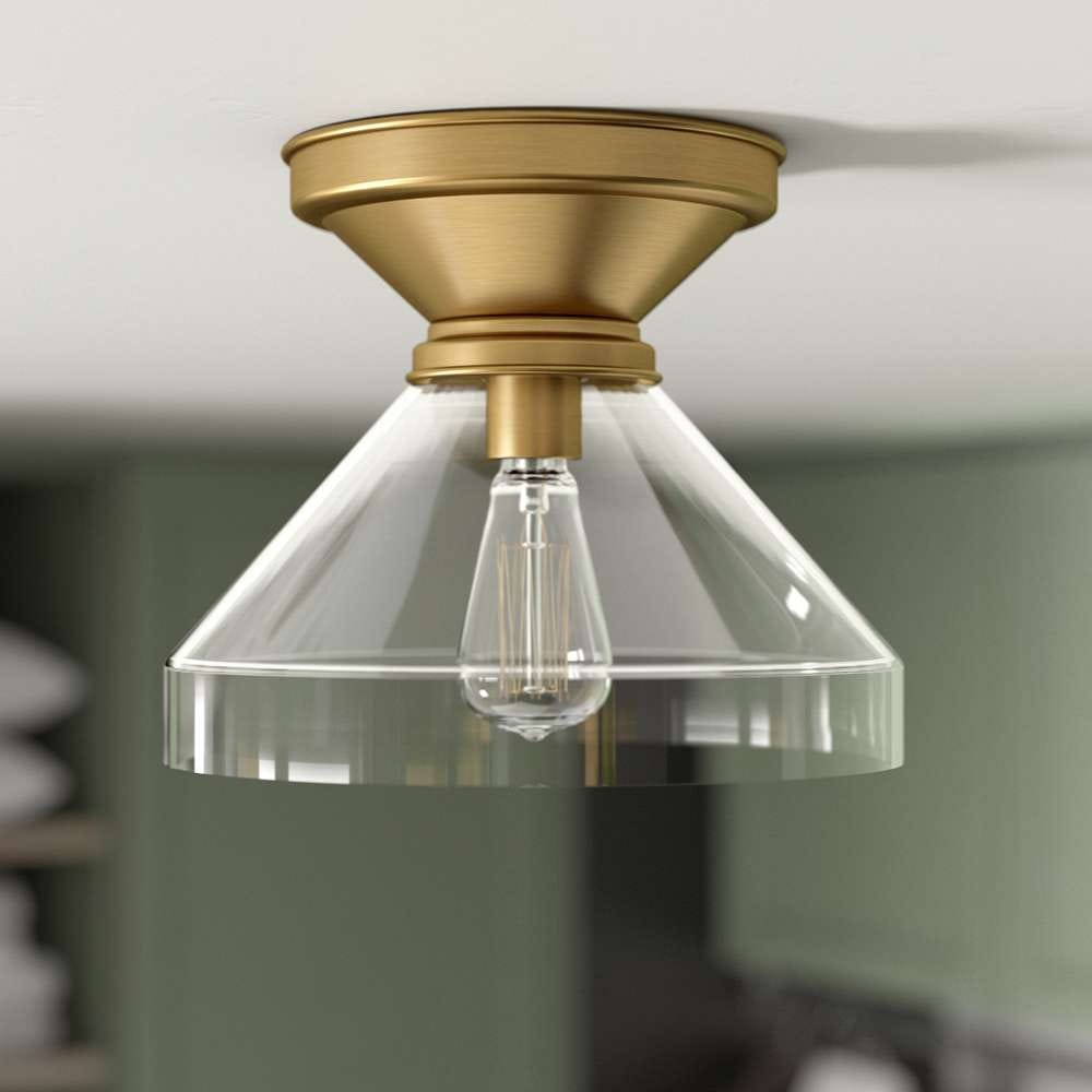 Hudson & Canal - Abbott 12in Wide Flush Mount with Glass Shade in Brushed Brass/Clear - SF0880 veiw 2