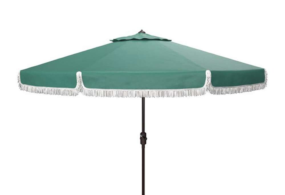 Safavieh - Fabia Fringe 9Ft Crank Umbrella - Hunter Green - PAT8008H veiw 1