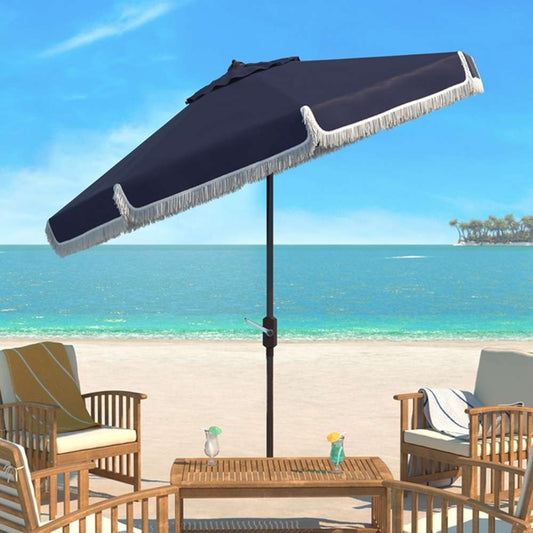Safavieh - Fabia Fringe 9Ft Crank Umbrella - Navy - White - PAT8008A veiw 1