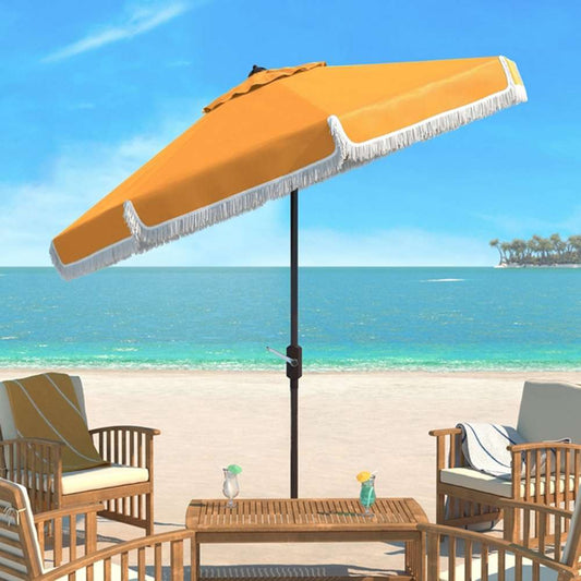 Safavieh - Fabia Fringe 9Ft Crank Umbrella - Yellow - White - PAT8008D veiw 1