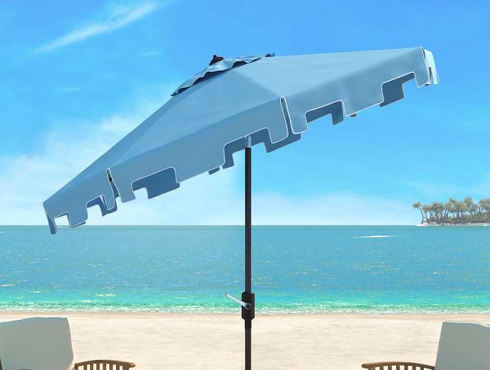 Safavieh - Zimmerman 9 Ft Market Umbrella - Baby Blue - White - PAT8000D veiw 1