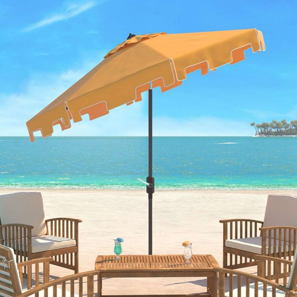 Safavieh - Zimmerman 9 Ft Market Umbrella - Yellow - White - PAT8000F veiw 2