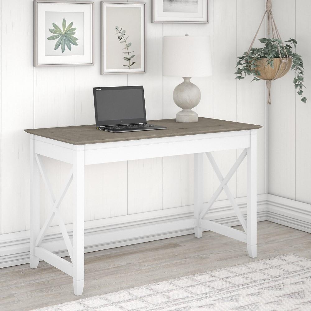 Bush Furniture - Key West 48W Writing Desk in Pure White and Shiplap Gray - KWD148G2W-03 veiw 2