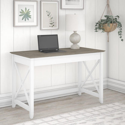 Bush Furniture - Key West 48W Writing Desk in Pure White and Shiplap Gray - KWD148G2W-03 veiw 2