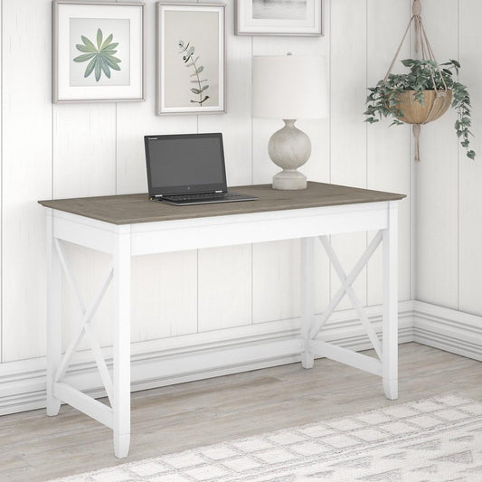 Bush Furniture - Key West 48W Writing Desk in Pure White and Shiplap Gray - KWD148G2W-03 veiw 2