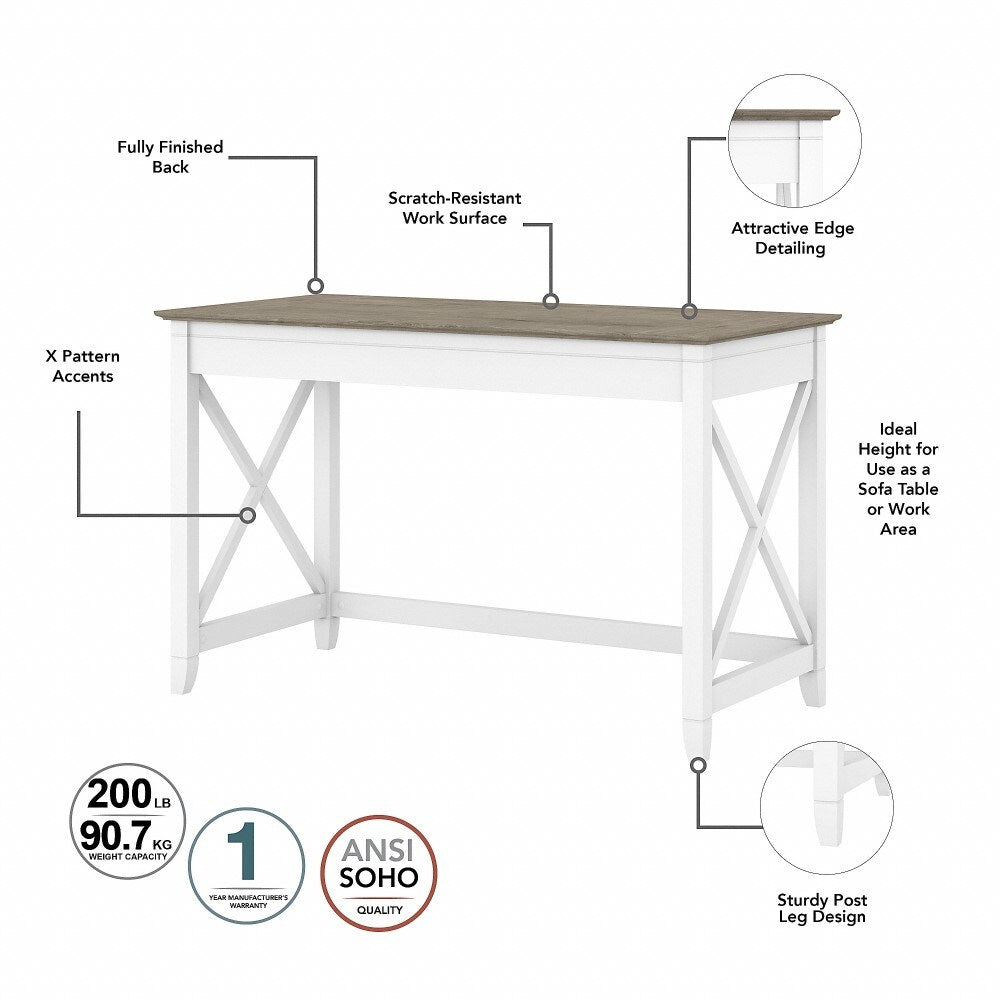 Bush Furniture - Key West 48W Writing Desk in Pure White and Shiplap Gray - KWD148G2W-03 veiw 3