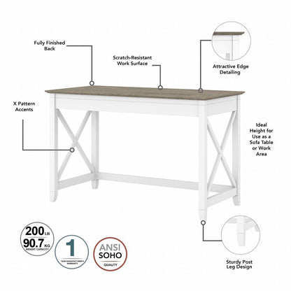 Bush Furniture - Key West 48W Writing Desk in Pure White and Shiplap Gray - KWD148G2W-03 veiw 3