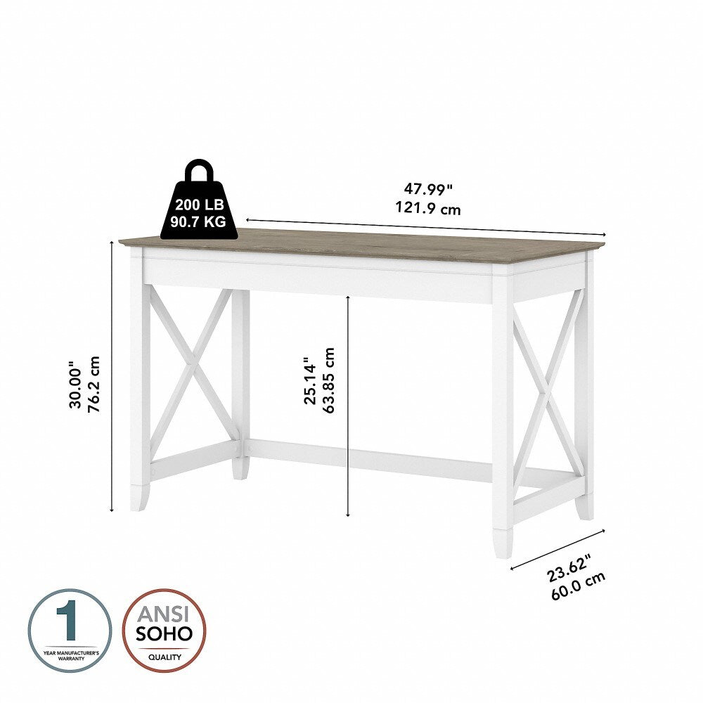 Bush Furniture - Key West 48W Writing Desk in Pure White and Shiplap Gray - KWD148G2W-03 veiw 6