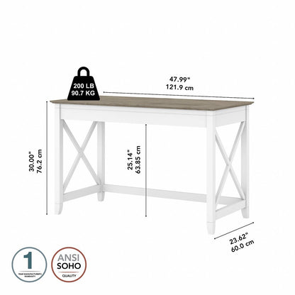 Bush Furniture - Key West 48W Writing Desk in Pure White and Shiplap Gray - KWD148G2W-03 veiw 6