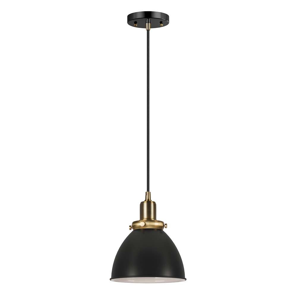 Hudson & Canal - Madison 8in Wide Pendant with Metal Shade in Black/Brass/Black - PD0080 veiw 1