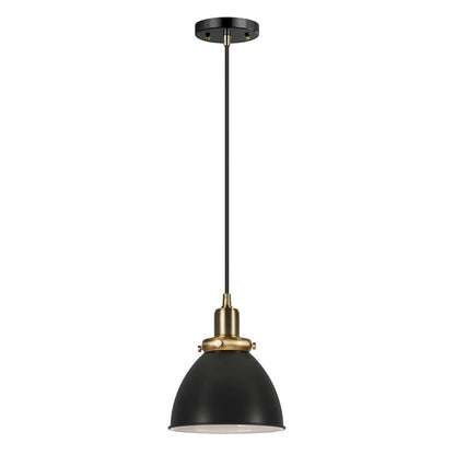 Hudson & Canal - Madison 8in Wide Pendant with Metal Shade in Black/Brass/Black - PD0080 veiw 1