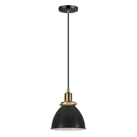 Hudson & Canal - Madison 8in Wide Pendant with Metal Shade in Black/Brass/Black - PD0080 veiw 1