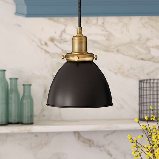 Hudson & Canal - Madison 8in Wide Pendant with Metal Shade in Black/Brass/Black - PD0080 veiw 2