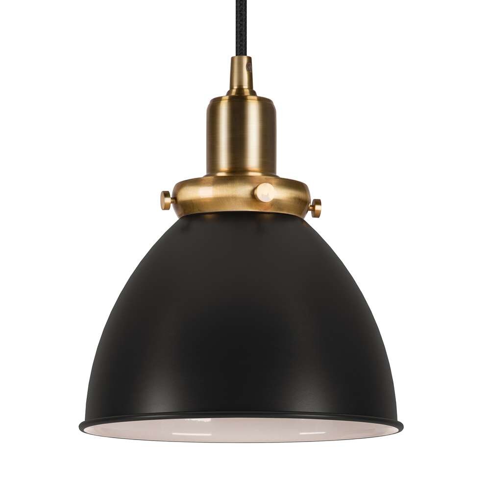 Hudson & Canal - Madison 8in Wide Pendant with Metal Shade in Black/Brass/Black - PD0080 veiw 3