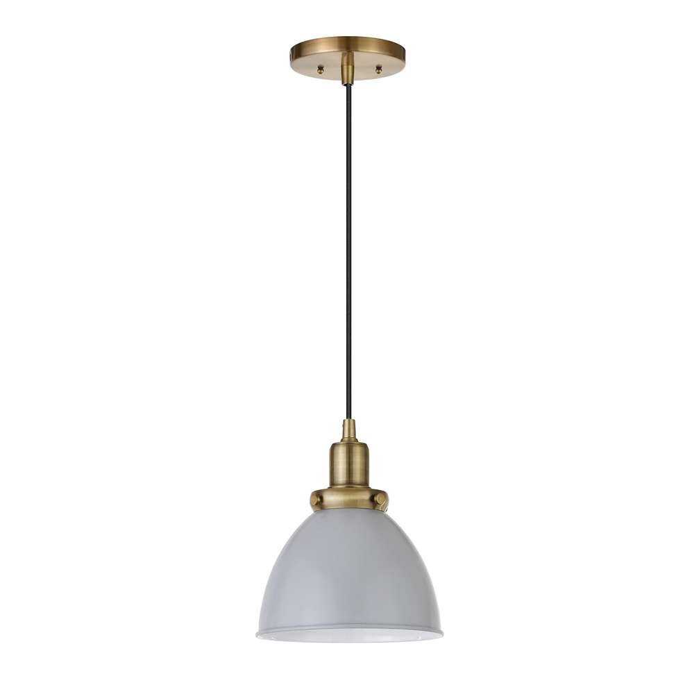 Hudson & Canal - Madison 8in Wide Pendant with Metal Shade in Cool Gray/Brass/Cool Gray - PD0496 veiw 1