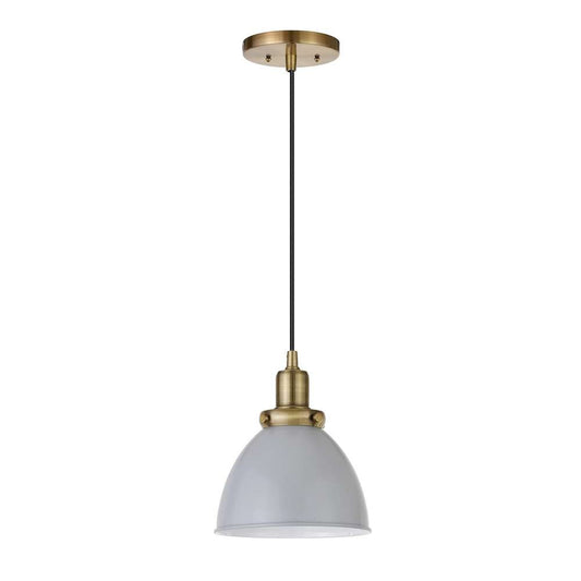 Hudson & Canal - Madison 8in Wide Pendant with Metal Shade in Cool Gray/Brass/Cool Gray - PD0496 veiw 1