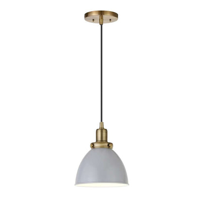 Hudson & Canal - Madison 8in Wide Pendant with Metal Shade in Cool Gray/Brass/Cool Gray - PD0496 veiw 3