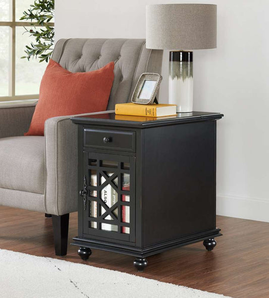 Martin Svensson Home -  Elegant Chairside Table with Power, Antique Black - 810072 veiw 2