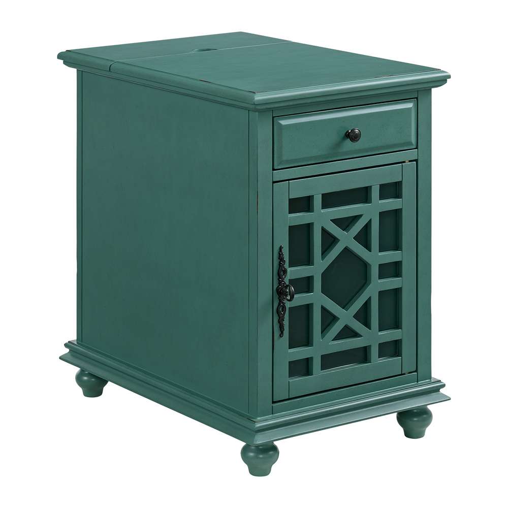 Martin Svensson Home -  Elegant Chairside Table with Power, Antique Teal - 810071 veiw 1
