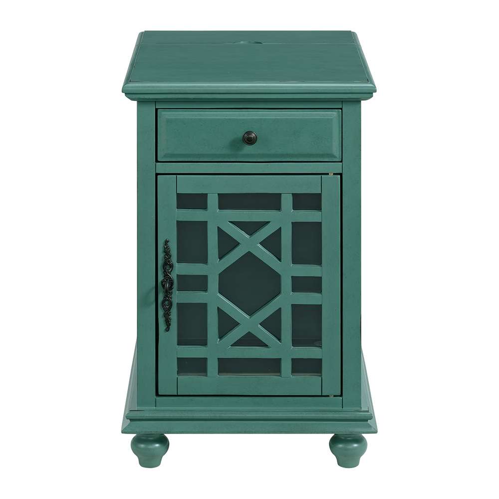 Martin Svensson Home -  Elegant Chairside Table with Power, Antique Teal - 810071 veiw 2