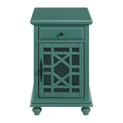 Martin Svensson Home -  Elegant Chairside Table with Power, Antique Teal - 810071 veiw 2