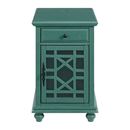 Martin Svensson Home -  Elegant Chairside Table with Power, Antique Teal - 810071 veiw 2