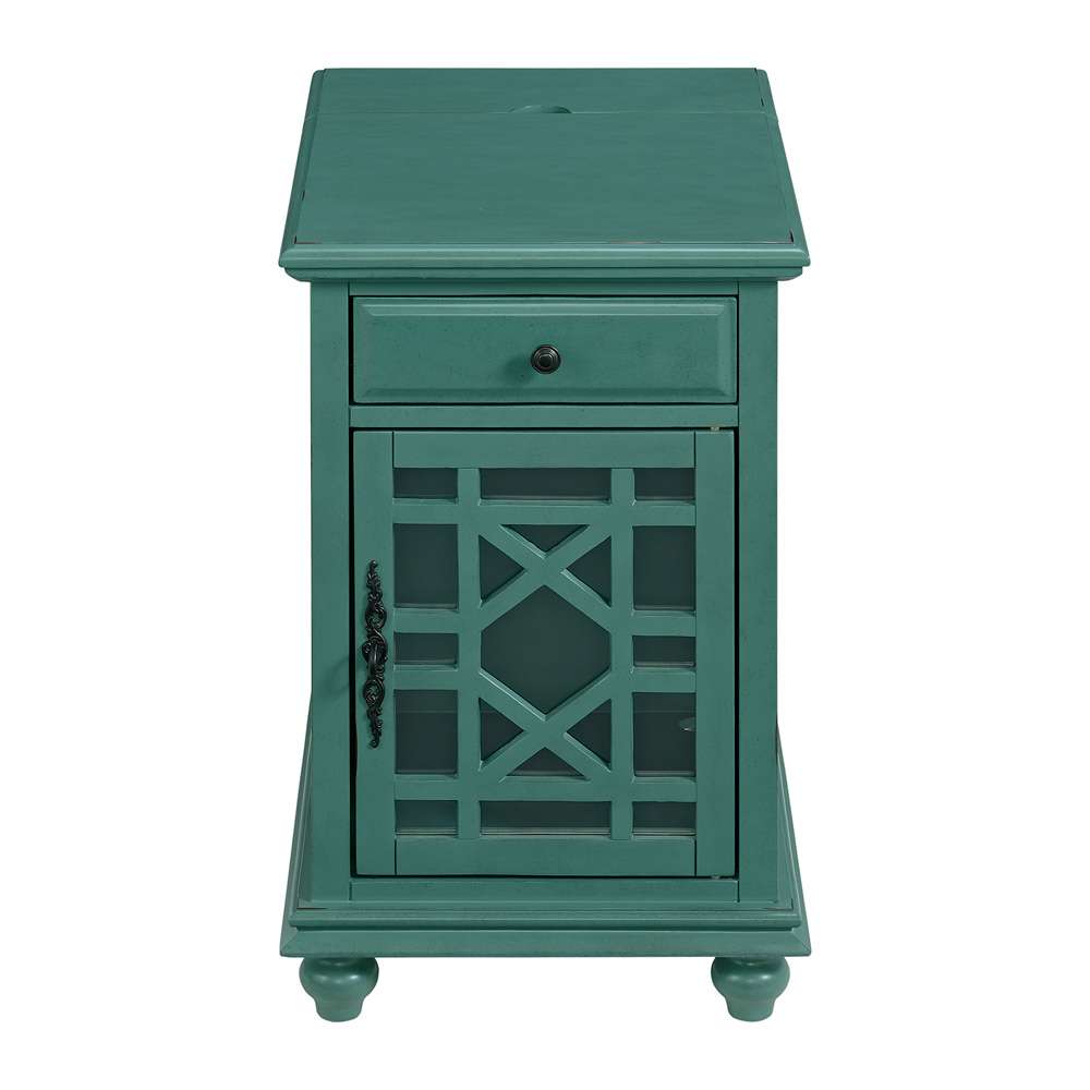 Martin Svensson Home -  Elegant Chairside Table with Power, Antique Teal - 810071 veiw 4