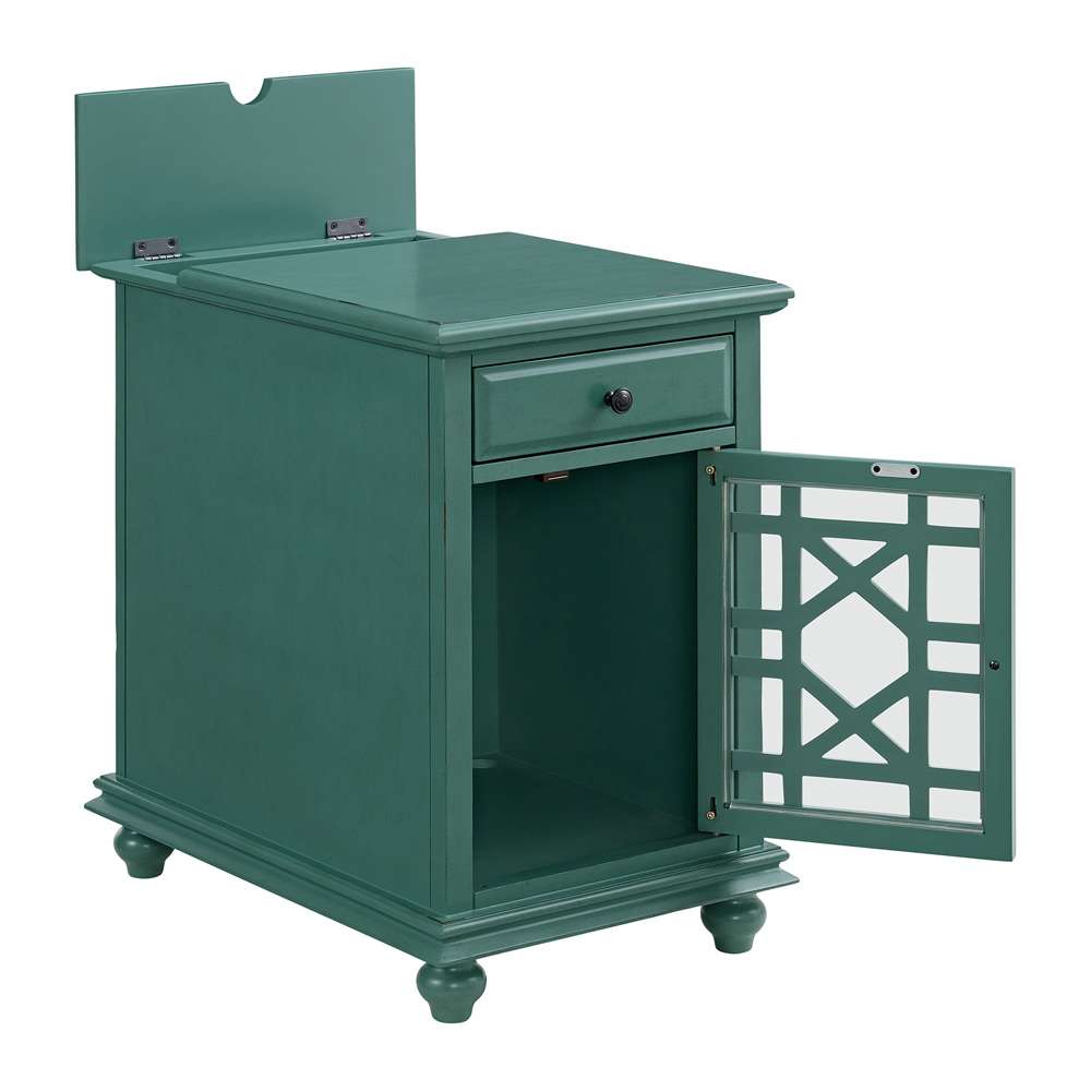 Martin Svensson Home -  Elegant Chairside Table with Power, Antique Teal - 810071 veiw 5