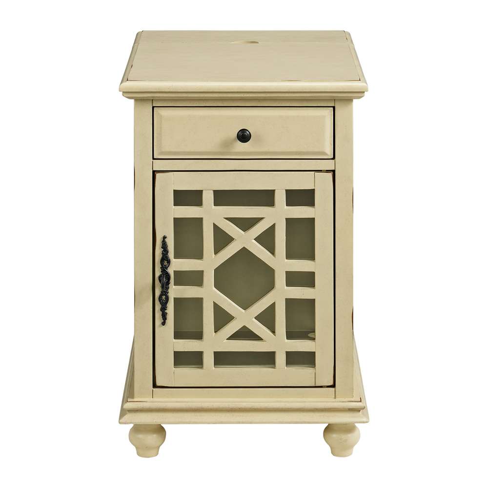 Martin Svensson Home -  Elegant Chairside Table with Power, Antique White - 810073 veiw 2