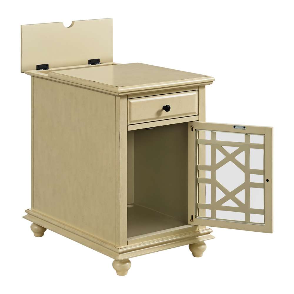 Martin Svensson Home -  Elegant Chairside Table with Power, Antique White - 810073 veiw 4