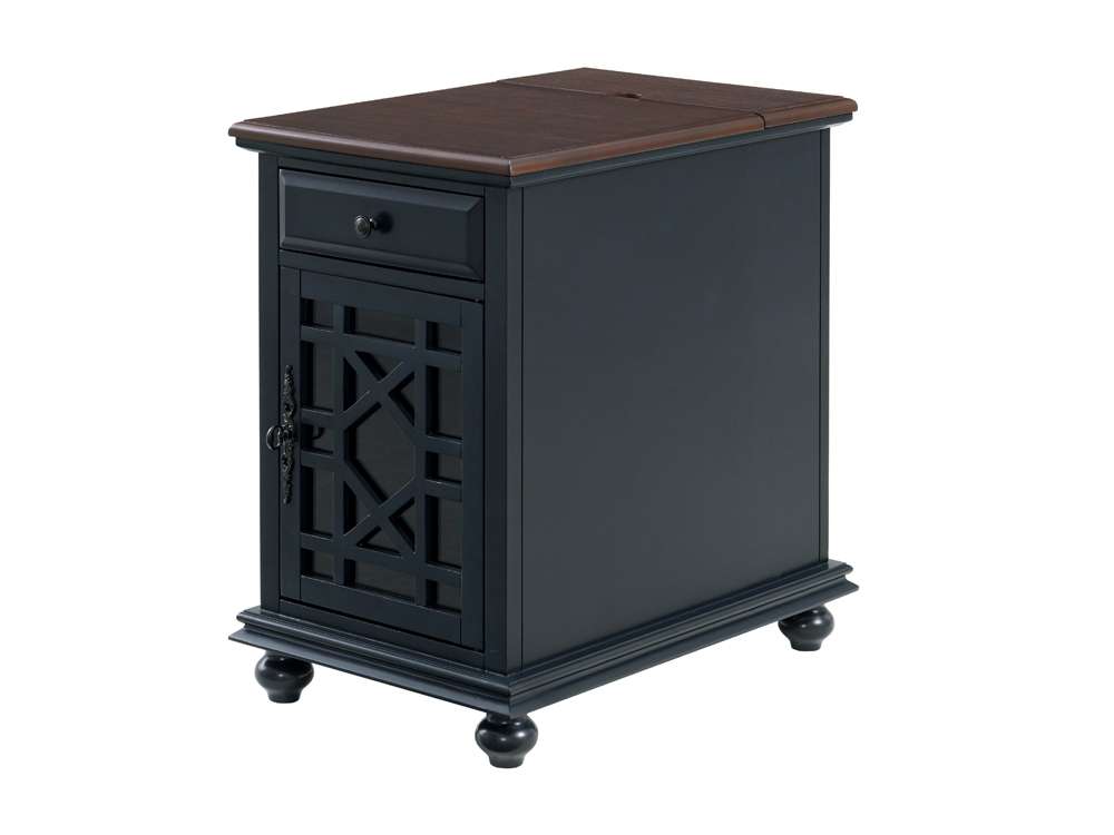 Martin Svensson Home -  Elegant Chairside Table with Power, Catalina Blue with Coffee Walnut Top - 810076 veiw 3