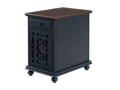 Martin Svensson Home -  Elegant Chairside Table with Power, Catalina Blue with Coffee Walnut Top - 810076 veiw 3