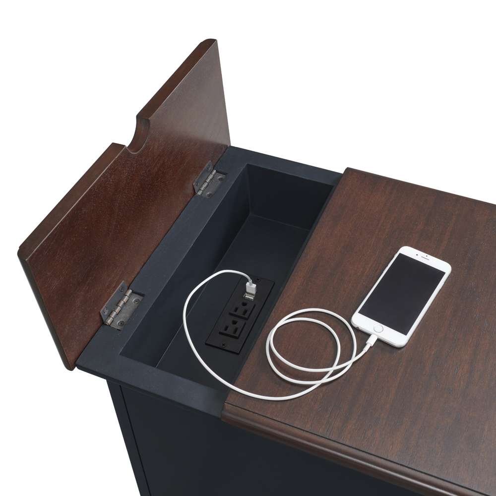 Martin Svensson Home -  Elegant Chairside Table with Power, Catalina Blue with Coffee Walnut Top - 810076 veiw 4