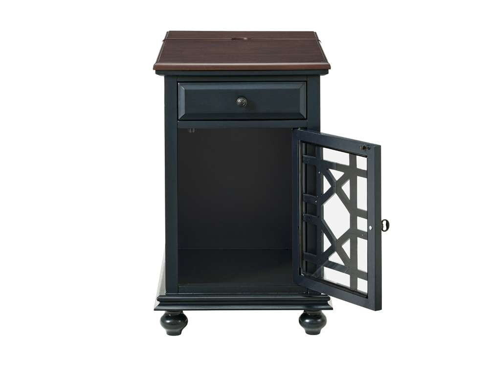 Martin Svensson Home -  Elegant Chairside Table with Power, Catalina Blue with Coffee Walnut Top - 810076 veiw 5