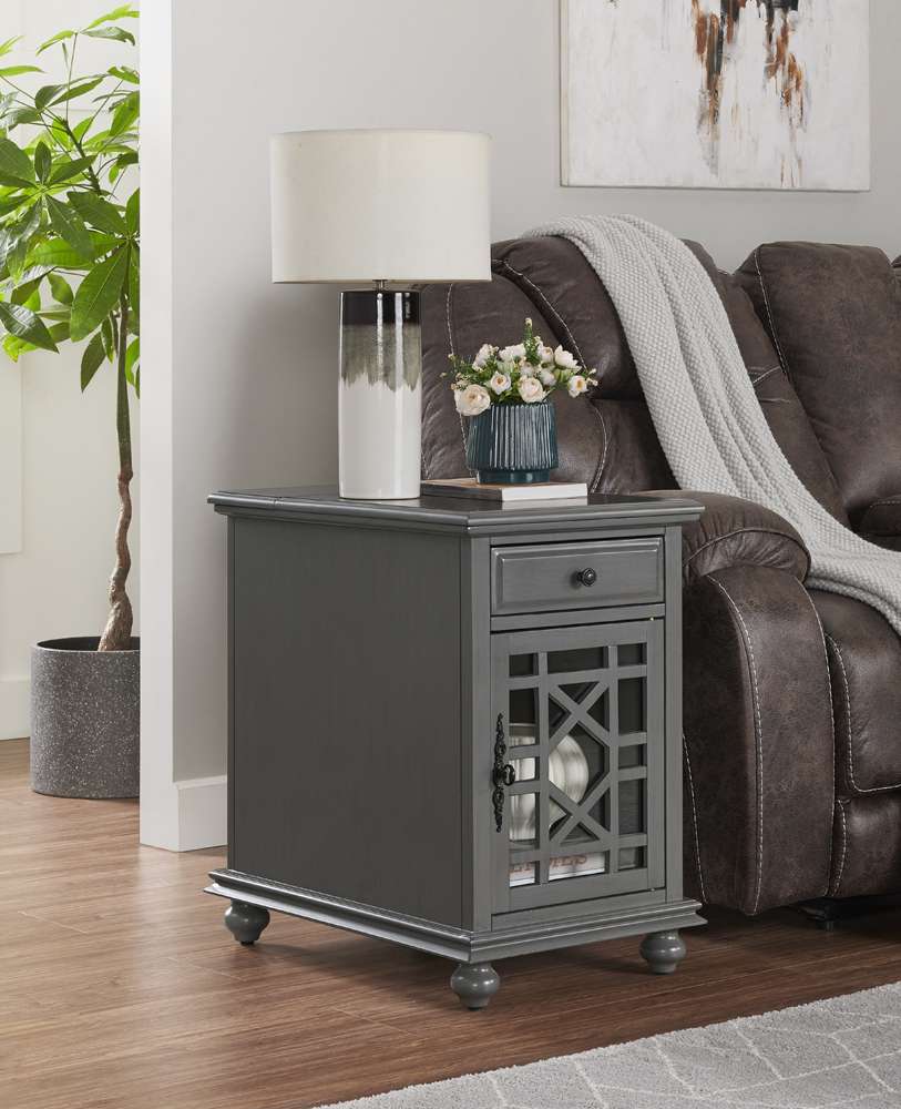 Martin Svensson Home -  Elegant Chairside Table with Power, Grey - 810078 veiw 1