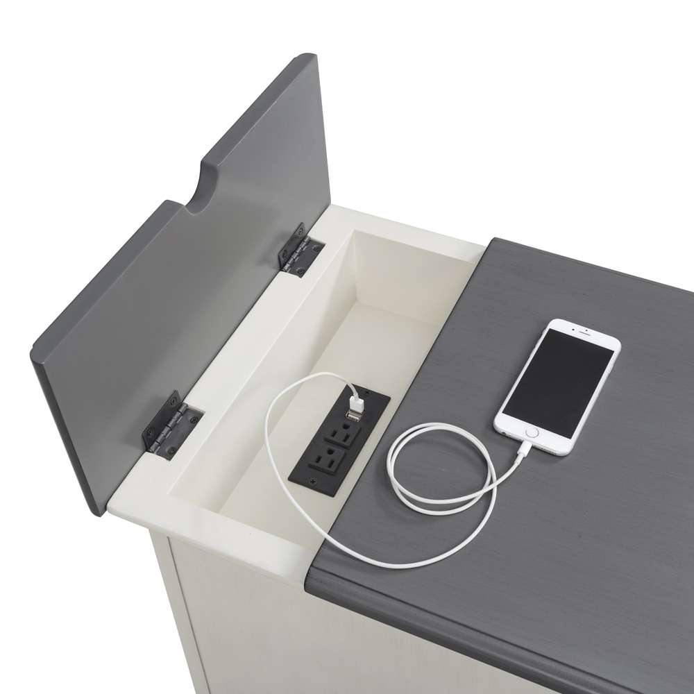 Martin Svensson Home -  Elegant Chairside Table with Power, White with Grey Top - 810079 veiw 3