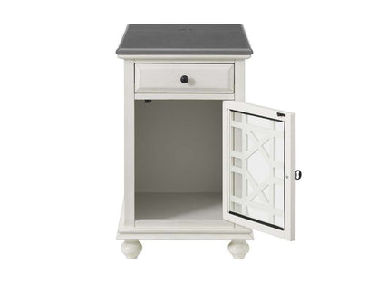 Martin Svensson Home -  Elegant Chairside Table with Power, White with Grey Top - 810079 veiw 4